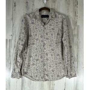 Abercrombie & Fitch Mens Button Down Shirt Size XS Floral Gray Long Sleeve